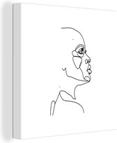 Illustration côté visage de femme sur fond blanc toile 2cm 50x50 cm - Tirage photo sur toile (Décoration murale salon / chambre)