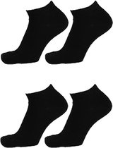 Enkelsokken - Sneakersokken - Sokken heren - Sokken dames - Unisex - Zwart - Maat 36/41 - 2 paar