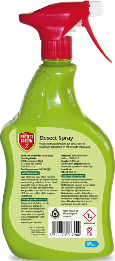 Protect Garden Desect Spray - 1L - Insectenspray tegen o.a. Luizen, Rupsen, Kevers en Buxusmot - Protect Garden