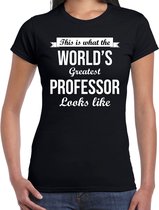 Worlds greatest professor cadeau t-shirt zwart voor dames - Cadeau verjaardag t-shirt professor XL