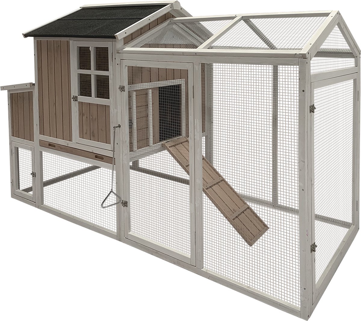 Duvo+ woodland kippenhok mirabel forest 220x90x130cm taupe + gratis 100ml drinkfles