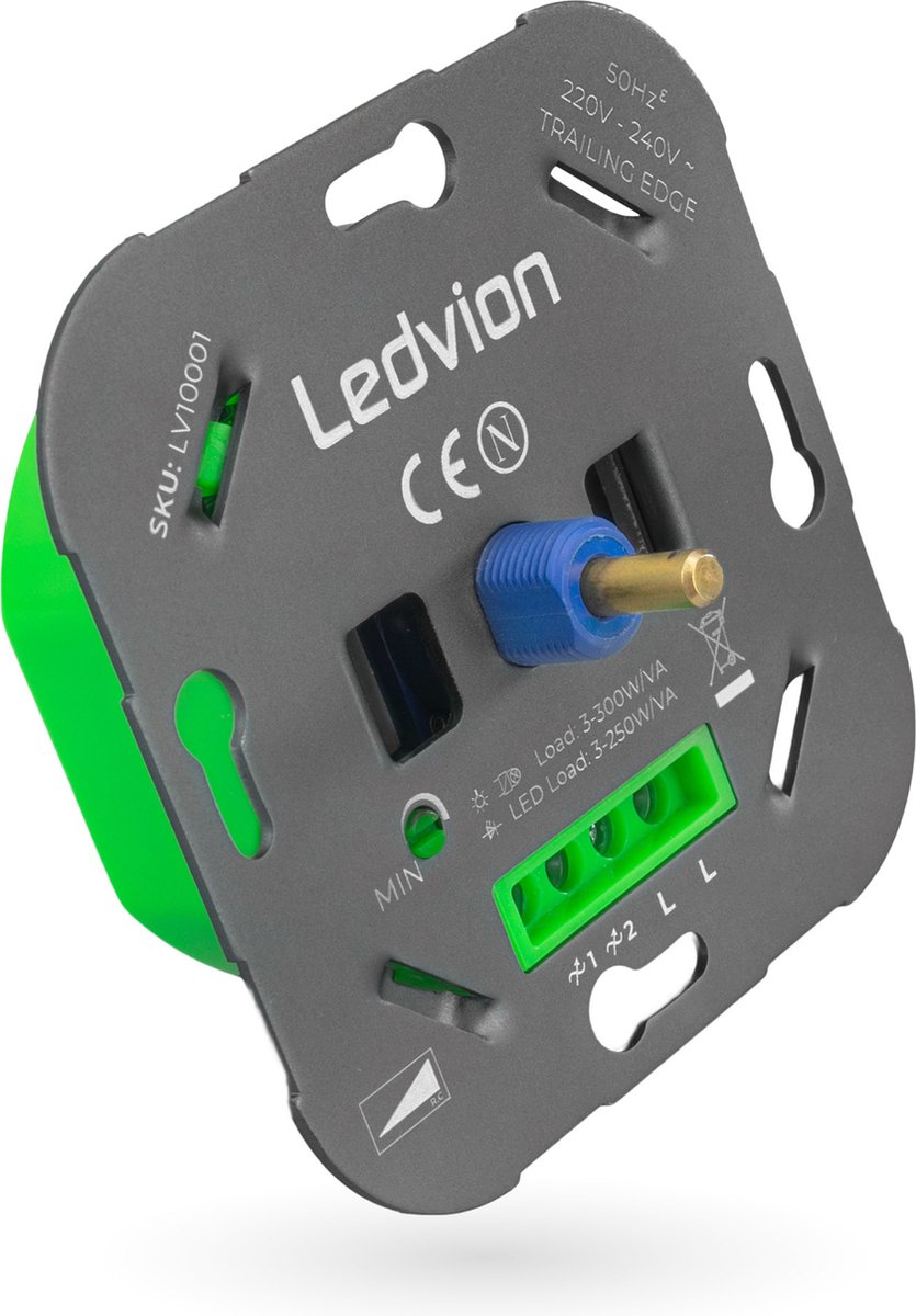 Ledvion Led Dimmer, 3, 250 Watt, Universele LED Dimmer, Led Dimmer Inbouw,  Dimmer