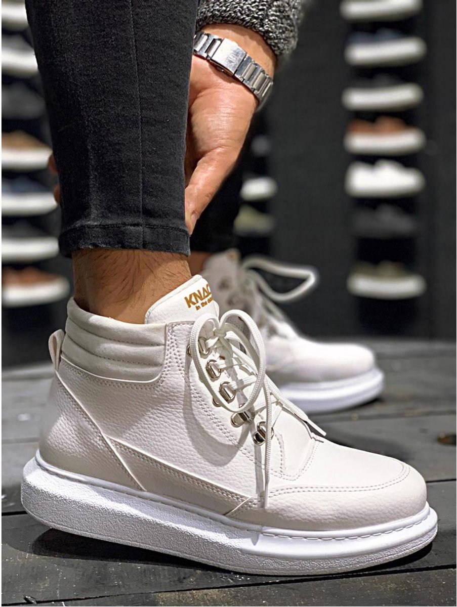 Knack Heren Sneaker - wit - hoge sneakers - schoenen - comfortabele - 504 - maat 41