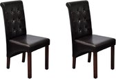 Furnibella –2x Eetkamerstoel Gecapitonneerd Kunstleer Bruin Eetkamer Stoel Stoelen