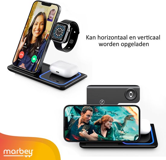 4-in-1 Draadloos Laadstation -15W – Geschikt voor Alle Qi Smartphones / Samsung Watch 4/5/6/7/8 / Active 2 / Galaxy Buds | Officiële Shop