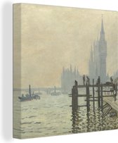 Canvas Schilderij The Thames at Westminster - Schilderij van Claude Monet - 20x20 cm - Wanddecoratie