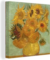 Canvas Schilderij Zonnebloemen - Schilderij van Vincent van Gogh - 20x20 cm - Wanddecoratie