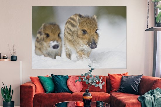 Tableau sur toile Deux cochons - 150x100 cm - Décoration murale