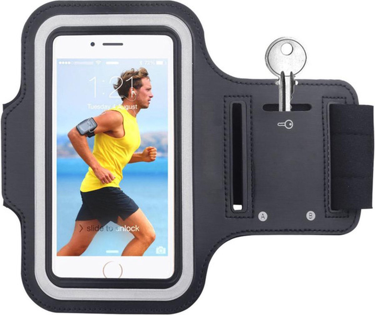 Geschikt voor Nokia 6 Hoesje - Sportband Hoesje - Sport Armband Case Hardloopband Zwart