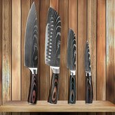Messensets - Messenset Zwart - Stainless Steel Keuken Mes - Damascus - Chef Mes