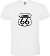 Wit t-shirt met 'Route 66' print Zwart size S