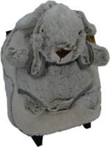 Kinder koffer konijn grijs - Multifunctionele kindertrolley knufel - Kindertrolley op wieltjes - Knuffelrugzak - Rugzak