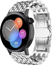 Stalen Smartwatch bandje - Geschikt voor  Huawei Watch GT 3 42mm stalen draak band - zilver - 42mm - Strap-it Horlogeband / Polsband / Armband