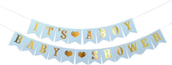 It's a Boy Baby Shower Banner Blauw with Goud - Garland - Baby Shower - Gender Reveal - Maternity Party - Naissance - Guirlande - Baby Blue - Garçon