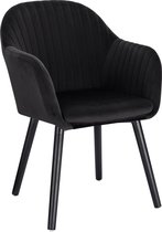 Kamyra® Gestoffeerde Eetkamerstoel Velvet - Eetkamerstoelen, Stoel, Kuipstoel, Loungestoel - 50x42x81 cm - Zwart