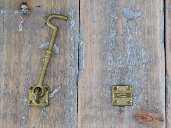 Crochet de cabine - crochet comme fermeture de crochet, laiton antique, 12 cm