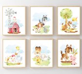 Wandschatz® Poster Set - Babykamer Posters - Baby Cadeau Jongen en Meisje - Kinderkamer - 6 Posters - Dieren Posters - Babykamer Wanddecoratie - A4 formaat 21x30 cm - Poster Babykamer - Kinde