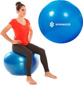Springos Fitness Bal | Zitbal | Yoga Bal | Fitness | Blauw | Inclusief Pomp | 85 cm