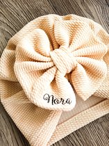 Baby Turban - met naam - Licht roze/nude