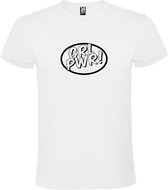 Wit t-shirt met 'Girl Power / GRL PWR'  print Zwart size L
