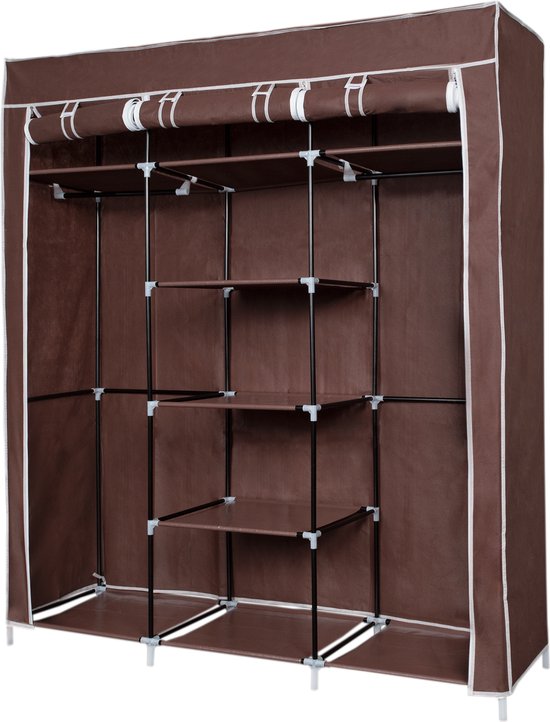 RELOVE Opvouwbare opbergkast, kledingkast, vliesstofgarderobe met ritssluiting, kledingkast, campingkast (105 x 45 x 170 cm