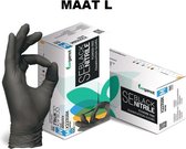 Nitril wegwerp handschoenen maat L kleur zwart  100 stuks merk Bergamot X2235BK CAT III 0.05mil.