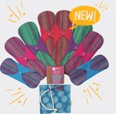 Eco Femme First Period Kit, wasbaar maandverband startpakket voor je eerste menstruatie - menarche pakket Vibrant organic - donker
