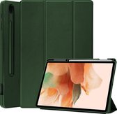 Samsung Galaxy Tab S8 Plus - S7 FE & Tab S7 Plus Hoes Groen - Tri Fold Tablet Case - Smart Cover