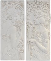 Wanddecoratie - Art nouveau - set van 2 - griekse godinnen - 100 cm hoog