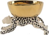 Decoratieve schaal leopard/luipaard 24x13x16 cm goud/wit/zwart