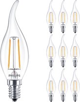 Voordeelpak 10x Philips Corepro LEDcandle E14 Gebogen-tip Filament Helder 2W 250lm - 827 Zeer Warm Wit | Vervangt 25W.