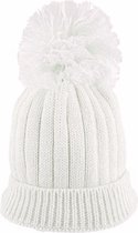 Pesci - Gebreide Baby Muts met fleece gevoerd - Wit - Mt 80