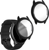 kwmobile 2x cover compatibel met Huami Amazfit GTR 2 / 2e - Fitnesstracker cover van gehard glas en kunststof frame set zwart