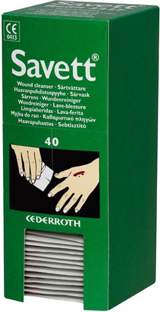 Goedkoopste Savett wondreinigingsdoekjes | Desinfectie - Wonddesinfectie | Reiniging - Wond - Steriel - EHBO | 40stuks dispenser.