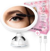 BLOSY Make Up Spiegel met 10X Vergroting & LED Verlichting - Vergrootspiegel met Zuignap - Scheerspiegel