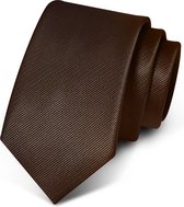 Premium Ties - Luxe Stropdas Heren - Polyester - Donkerbruin - Incl. Luxe Gift Box!