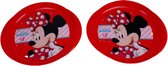 Minnie Mouse kinderservies dinerbord - Rood / Multicolor - Kunststof - ø 20,5 cm - Set van 2 - Servies - Kinderservies - Bordje - Eten - Disney - Cadeau