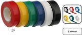PD® - Tape - Isolatietape / PVC Tape - 18mm x 3m - 6 stuks - Zwart / Groen / Blauw / Wit / Rood / Geel - Rubber Tape - Isolatieband