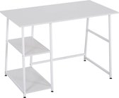 furniubella  Bureau Computertafel Kantoortafel Werktafel PC Laptoptafel, met 2 Planken Gemaakt van MDF en Staal 120x60x76cm TSB33ws
