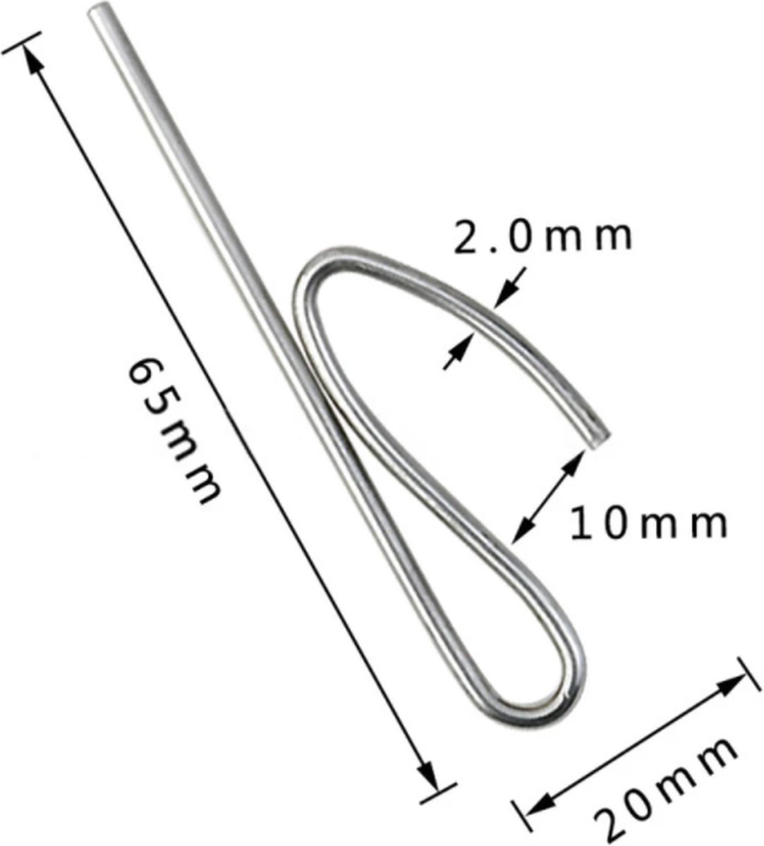 FSW-Products - 10 Stuks - Inschuif Kuifhaken - Kuifhaak - 65x25 mm - RVS - Profielkuifhaken - Schelphaken - Gordijnhaken - S Vorm - Plooihaken - Gordijn Haakjes - Prikhaak Gordijnband