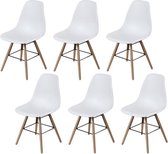 Set van 6 witte stoelen met houten poten - L 47 x D 52 x H 83 cm - OLAF