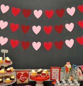 Valentijn - Moederdag - Vaderdag - Rood / Rose / Bordeaux Hart & Harten - Liefde Guirlande - Slinger Vilt - Banner | Rood satijn lint | Vlag | Huwelijk - Geboorte - Feest - Verjaar