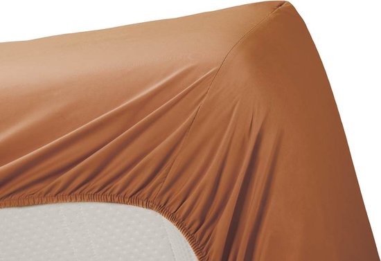Ambiante Cotton Uni Hoeslaken - Lits-jumeaux - 160x210/220 cm - Orange