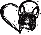 sticker franse bulldog met hart