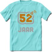 52 Jaar Feest T-Shirt | Goud - Zilver | Grappig Verjaardag Cadeau Shirt | Dames - Heren - Unisex | Tshirt Kleding Kado | - Licht Blauw - XXL