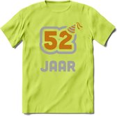 52 Jaar Feest T-Shirt | Goud - Zilver | Grappig Verjaardag Cadeau Shirt | Dames - Heren - Unisex | Tshirt Kleding Kado | - Groen - L