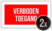 Borden | Pictogram | "Verboden toegang" | Geen ingang | Geen toegang voor onbevoegden | Polystyreen | Rechthoek | 30 x 15 cm | 2 stuks | Rood