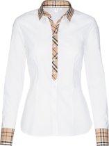 Seidensticker dames blouse regular fit - wit (geruit contrast)NIET AAN - Maat: 36