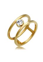 Elli PREMIUM Dames Ring Dames Dubbele Ring Solitaire Stralend met Kristallen in 925 Sterling Zilver