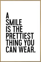 JUNIQE - Poster met kunststof lijst A Smile Is The Prettiest -13x18